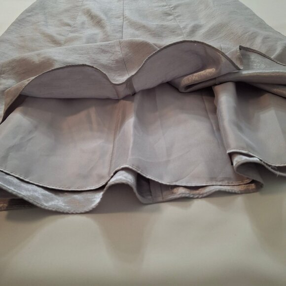 Jaques Vert Mermaid Midi Evening Dress Size 22 Silver Taffeta Satin Lined - Picture 3 of 16